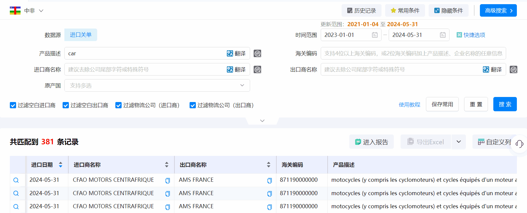 中非海关数据,海关数据,dcbox小金库海关数据