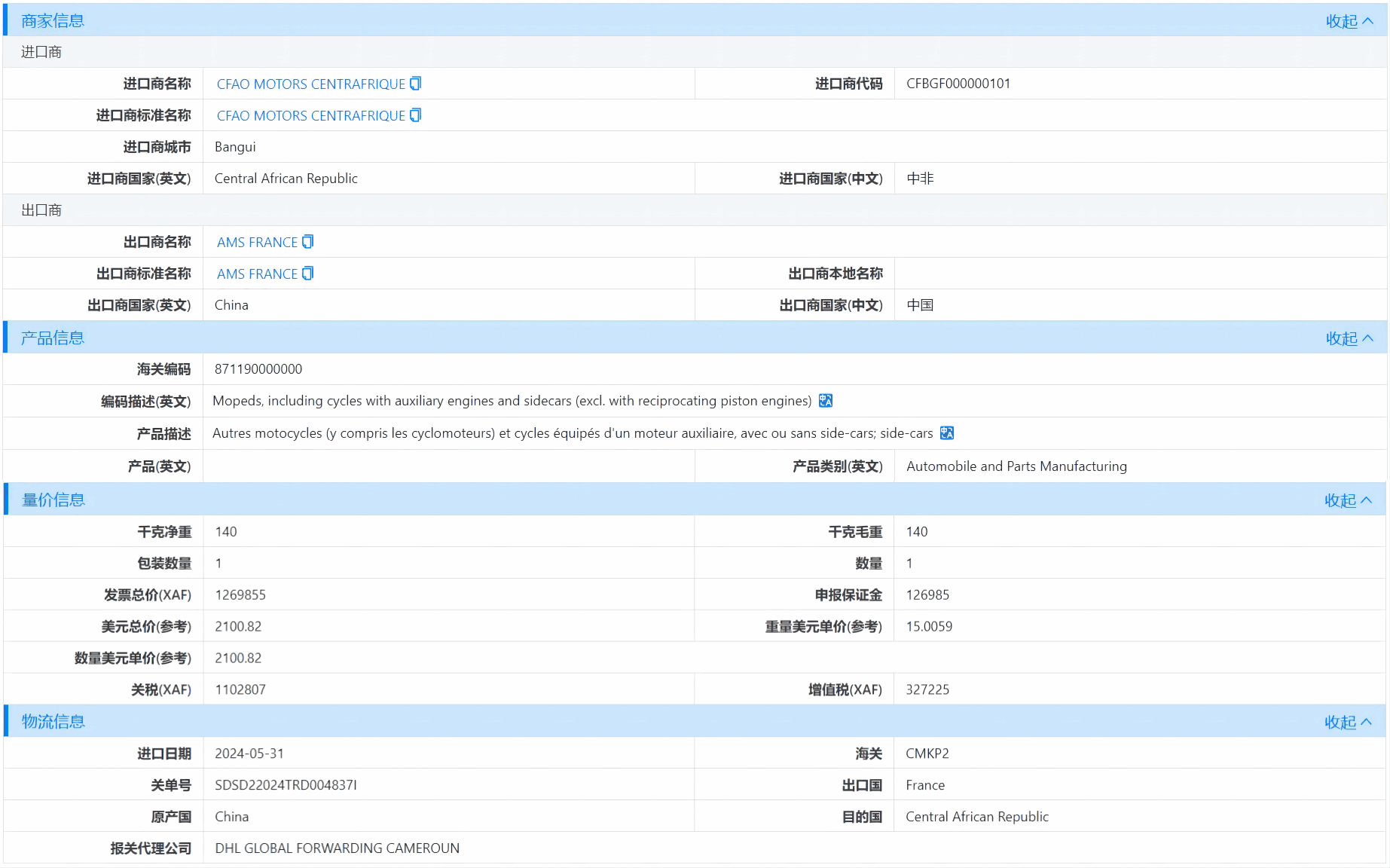 中非海关数据,海关数据,dcbox小金库海关数据